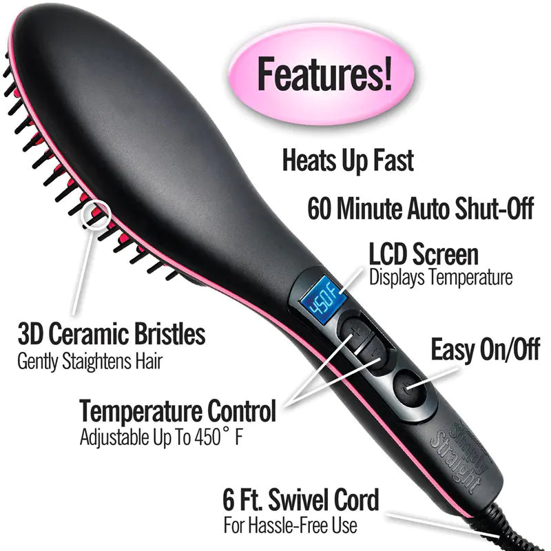 Electric Hair Straightening Brush and Straightener
