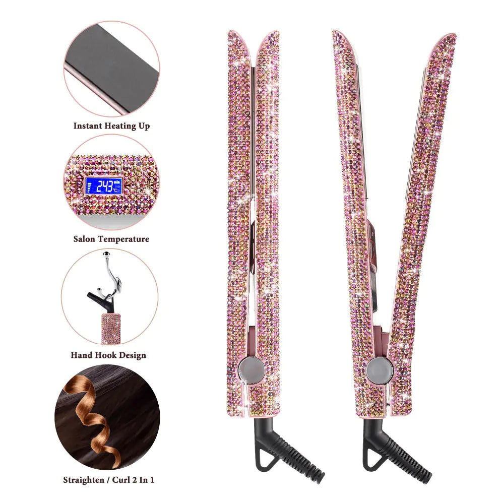 Diamond-Studded Hair Straightener and Styling Iron
