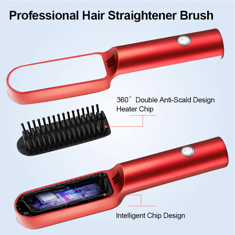 Mini Wireless Multifunctional Hair Straightening Comb
