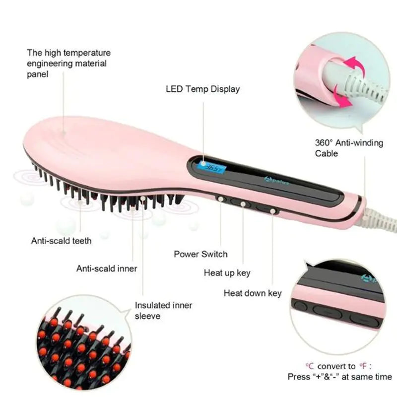 Ceramic Straightening Brush for Hair Styling Tool
