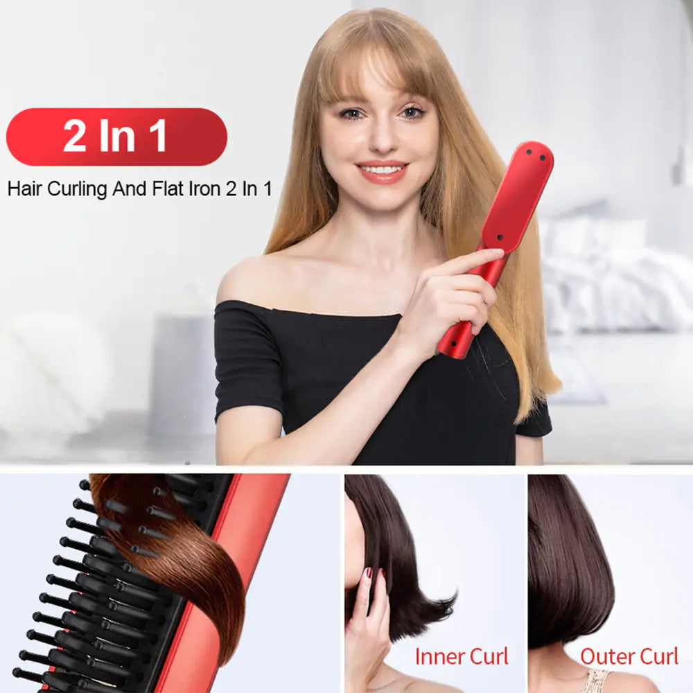 Mini Wireless Multifunctional Hair Straightening Comb